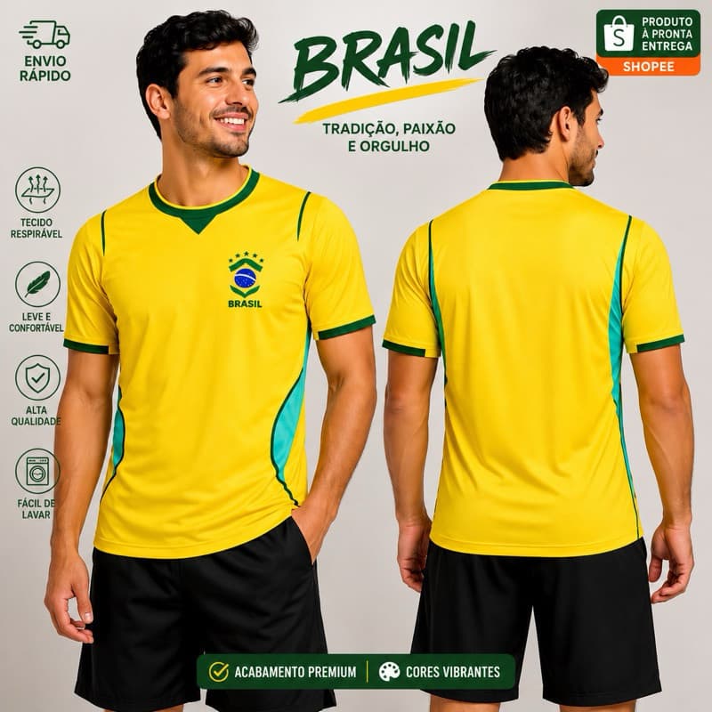 Camiseta Amarelo e Verde Leve é Confortável - Envio Imediato