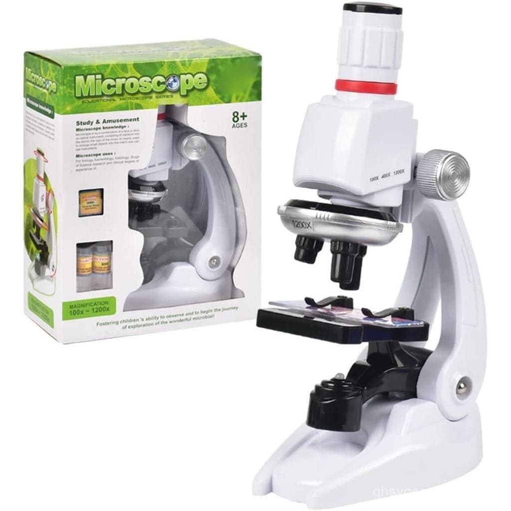 Microscópio de Observação 1200X com LED, Kit de Microscópio de Laboratório para Crianças, Microscópio de Biologia (A) FH