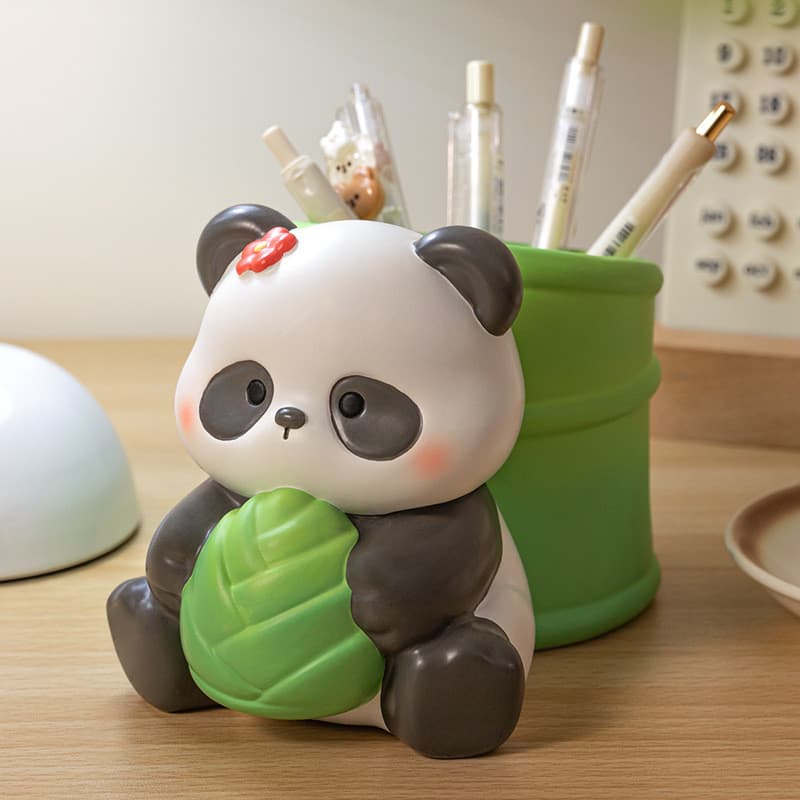 [Estoque pronto] Criativo Panda caneta titular ins alto valor estudante presente resina artesanato mesa estudo decoração