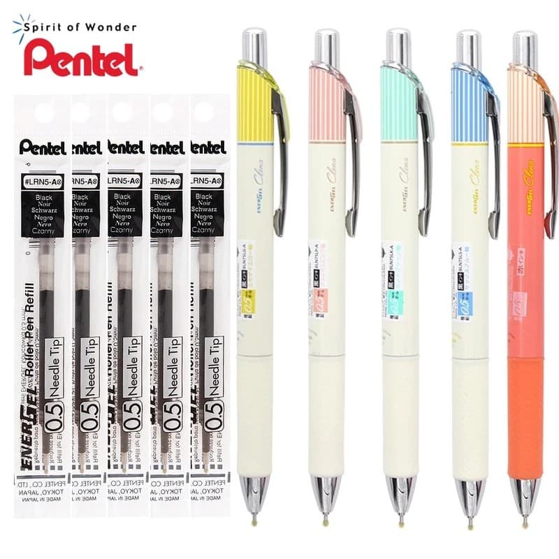 1 Pçs 0.5mm Pentel ENERGEL Gel Caneta Clena BLN75L Listrado Secagem Rápida Vermelho Preto Escrita Assinatura Escola Pape