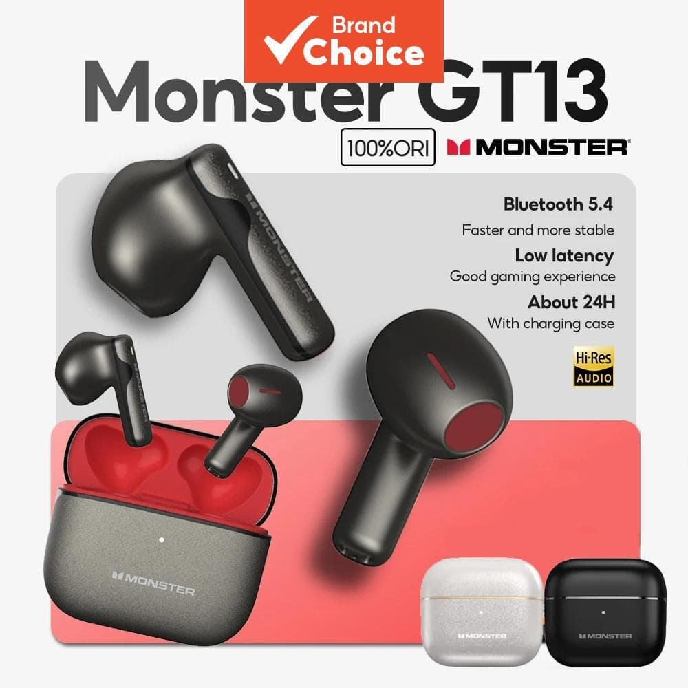 Fones de Ouvido Monster GT13, sem fio TWS, Bluetooth, intra-auriculares, redução de ruído para jogos, som HiFi de alta