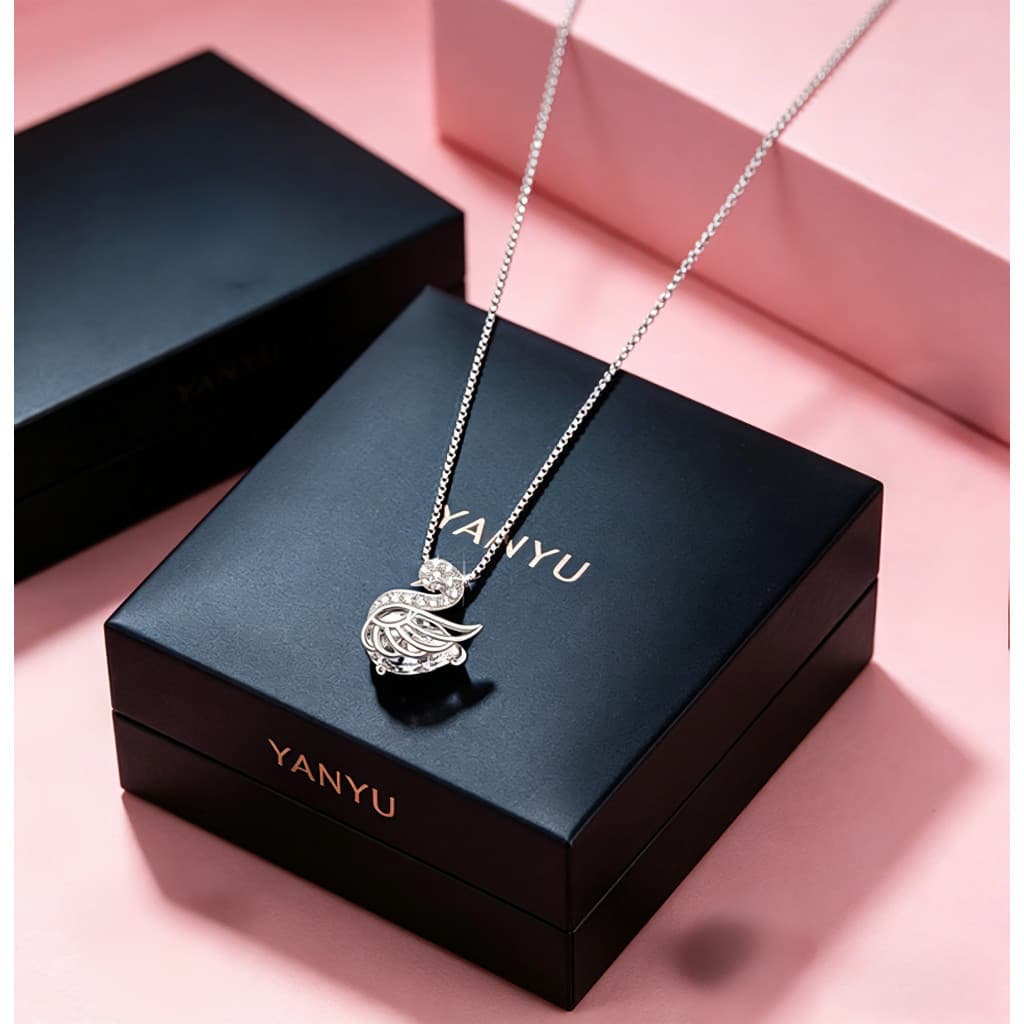 Colar de Cisne em Prata S925 com Zircônia - Presente Luxuoso Leve e Elegante SPKN S7E7