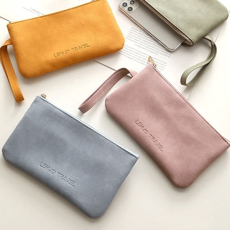 Embreagem nova chegada impressa embreagem duplo zíper bolsa de pulso moda tendência saco do telefone móvel bolsa de moed
