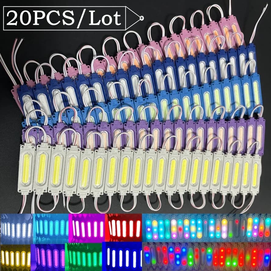 20 Pçs 12V Multicolorido RGB Destaque Módulo Led À Prova Dwaterproof Água IP65 Dobrável COB Luz Tira Backlight Loja Bann