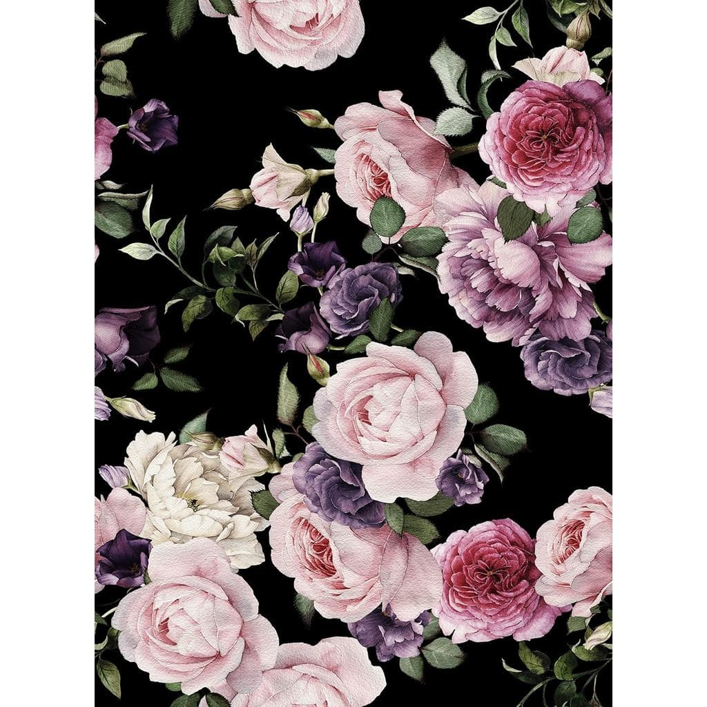 Papel de Parede Vintage com Estampa de Peônias SANILA para Quarto e Sala de Estar - Papel de Parede Autoadesivo com Flor