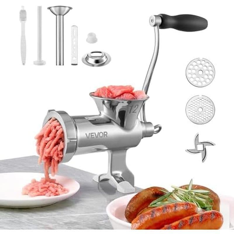 Moedor De Carne Manual VEVOR , Picador Com Manivela De Aço Inoxidável 304 Braçadeira De Mesa , Recheio De Salsicha 2 Pla