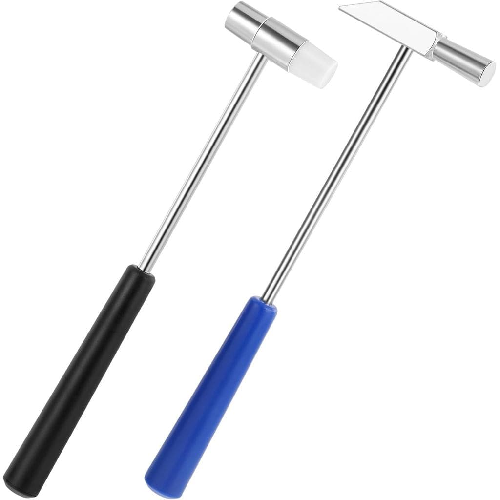 cobee 2 Peças Martelo Pequeno de Cabeça Dupla, Mini Martelos para Artesanato, Martelos de Joalheiro, de Metal,