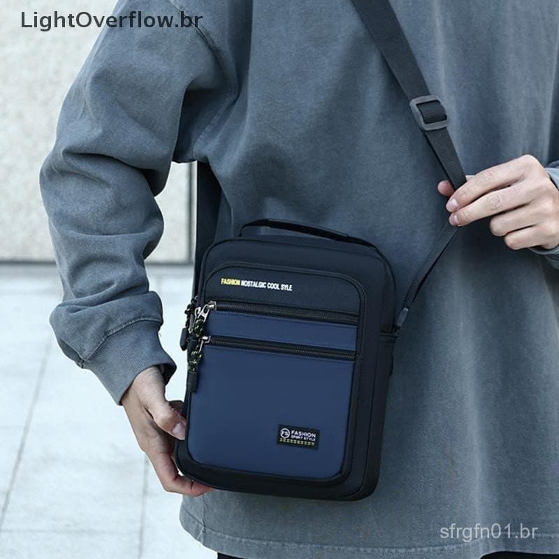 [LightOverflow] Bolsa Masculina Empresarial De Ombro Único Crossbody De Grande Capacidade De Armazenamento Fashion Com V