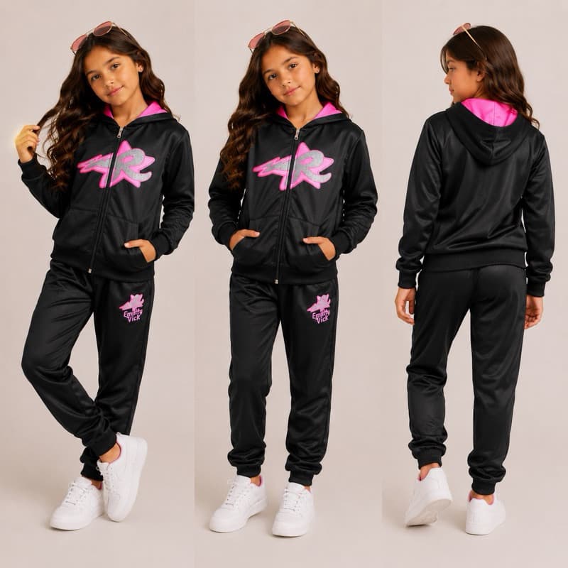 Conjunto Infantil Menina Inverno Emily Vick Abrigo Casaco+Calça  Chimpa Quentinho 2 ao 14 Anos