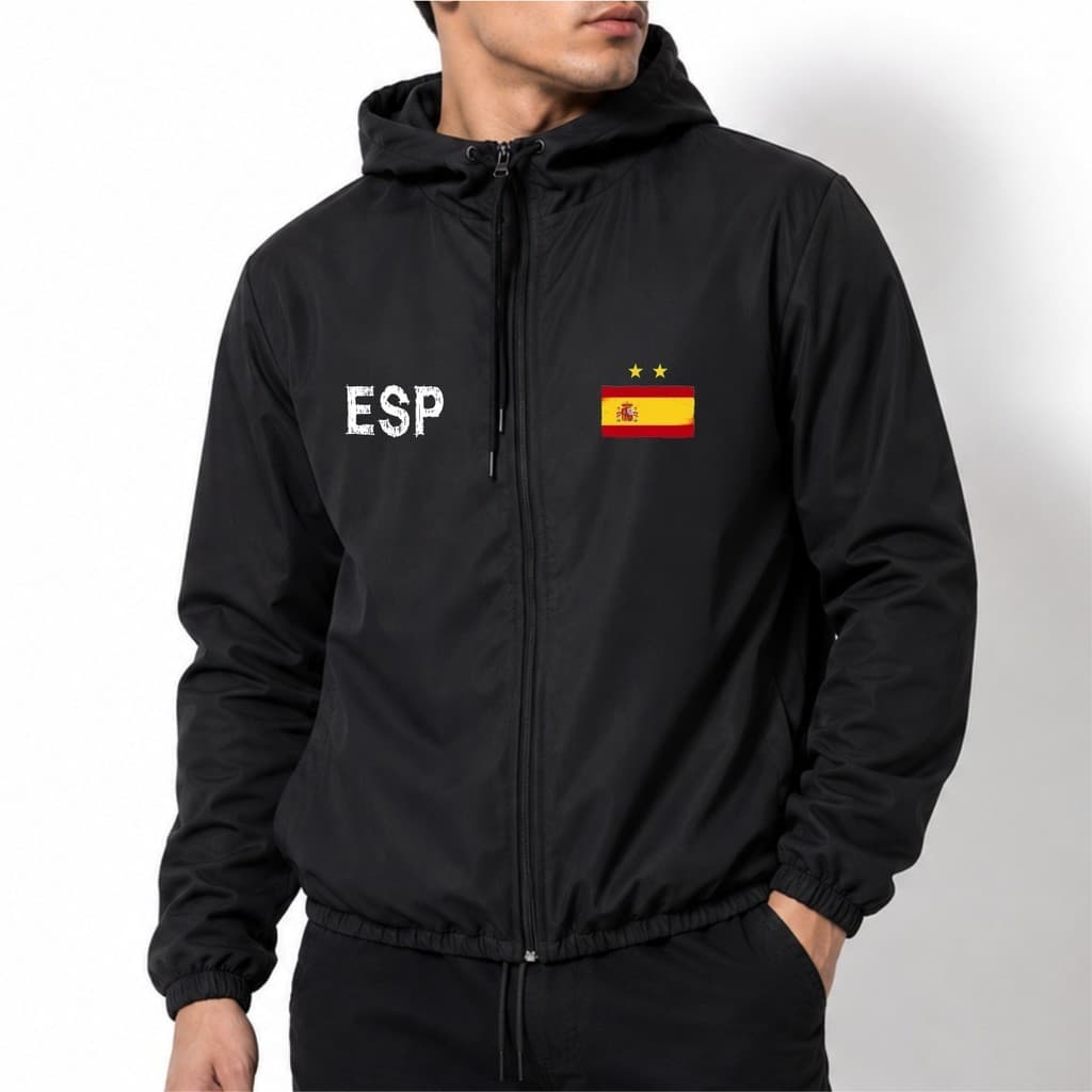 Jaqueta Corta Vento Masculina - ESP 01 Com Capuz Forrado, Bolso e Zíper tactel Com Elastano - Academia Corrida Esportes