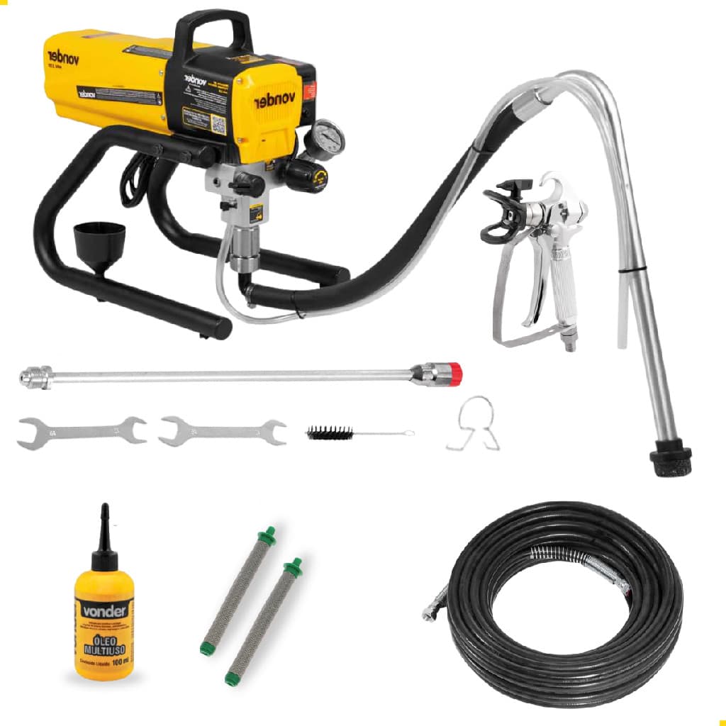 Kit Máquina de Pintura Airless Profissional MPA 120 com Pistola Mangueira de Sucção Extensão Filtro Malha 900W 220v