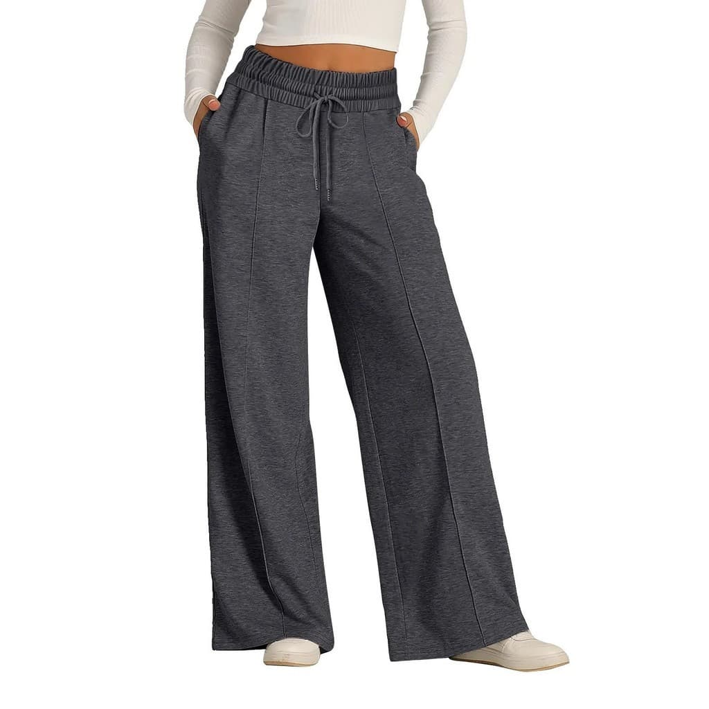 Produtos em estoque pronto Entrega no mesmo dia Calça de moletom feminina com gola redonda e cintura alta e perna larga