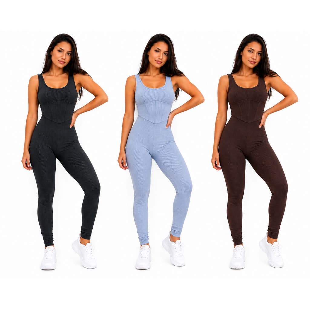 Macacao Fitness Feminino Canelado Academia Modelador Sem Costura Premium Para Academia