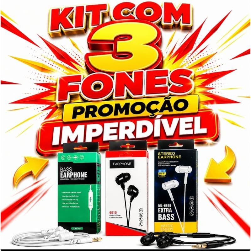 Kit C/3 Fones De Ouvido P2 Microfone - ULTRA RESISTENTE