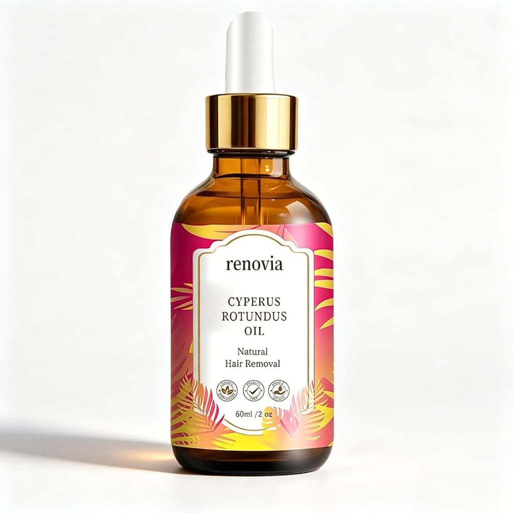 Óleo Renovia Cyperus Rotundus para Remoção de Pelos – Sérum Corporal Herbal com Hortelã, Fórmula Leve, Hidratante e Calm
