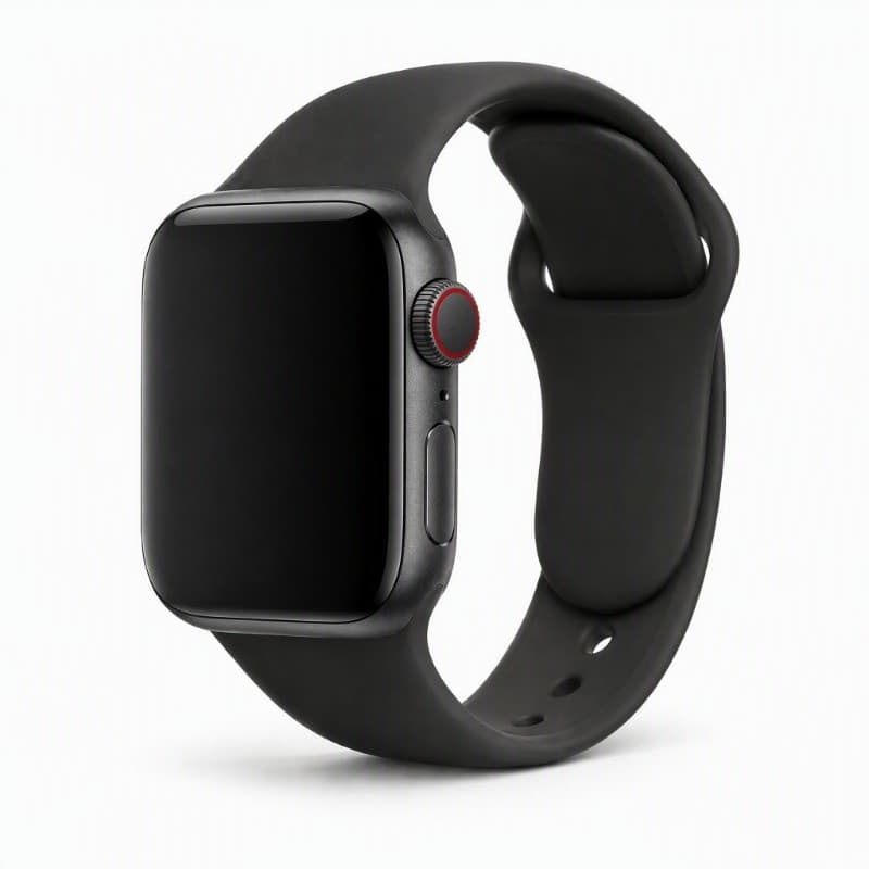 Pulseira Esportiva Silicone Toque Macio Fecho Aço Inox Compatível com Apple Watch Series 1-11 SE Ultra Preto