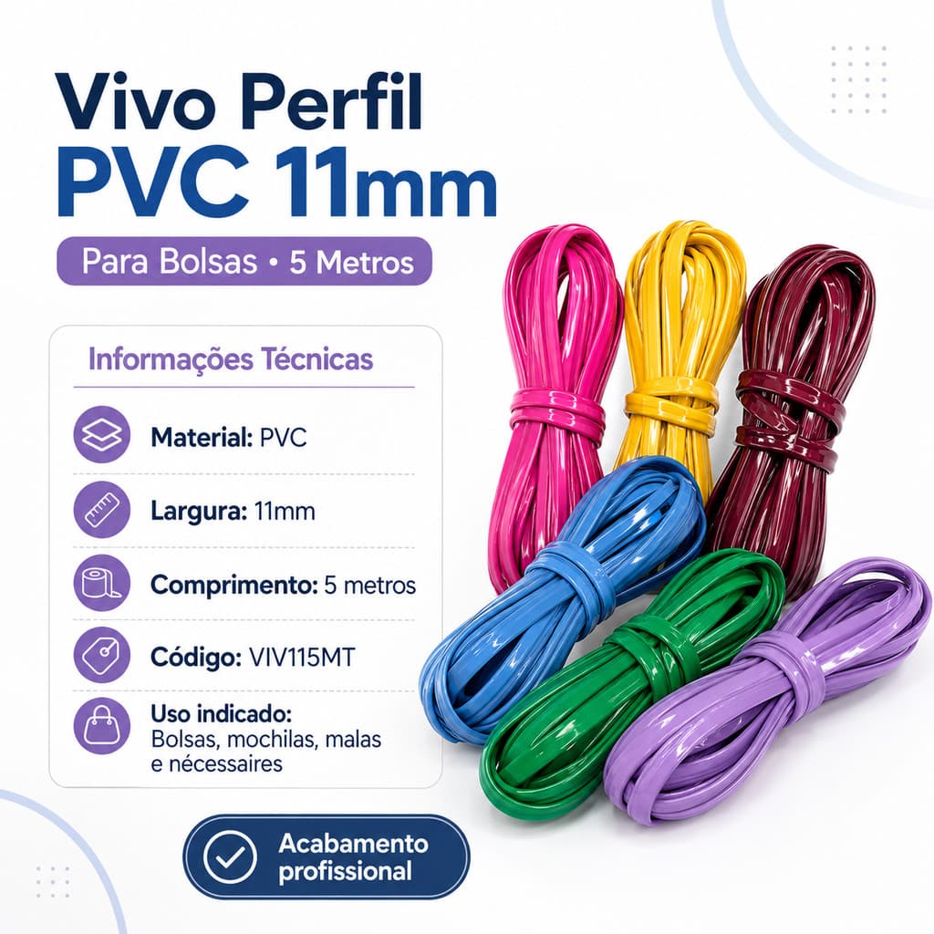 Vivo Perfil PVC 11mm para Bolsas Mochilas - 5 Metros