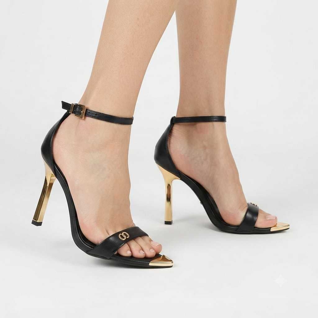 Sandália Salto Alto 9,5cm Feminino Bebecê Bico Folha Para Festa Balada T8653-206