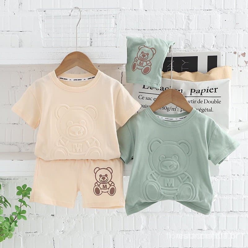 Conjunto de verão de manga curta para crianças de 0 a 5 anos, camisa + shorts Conjunto de 2 peças