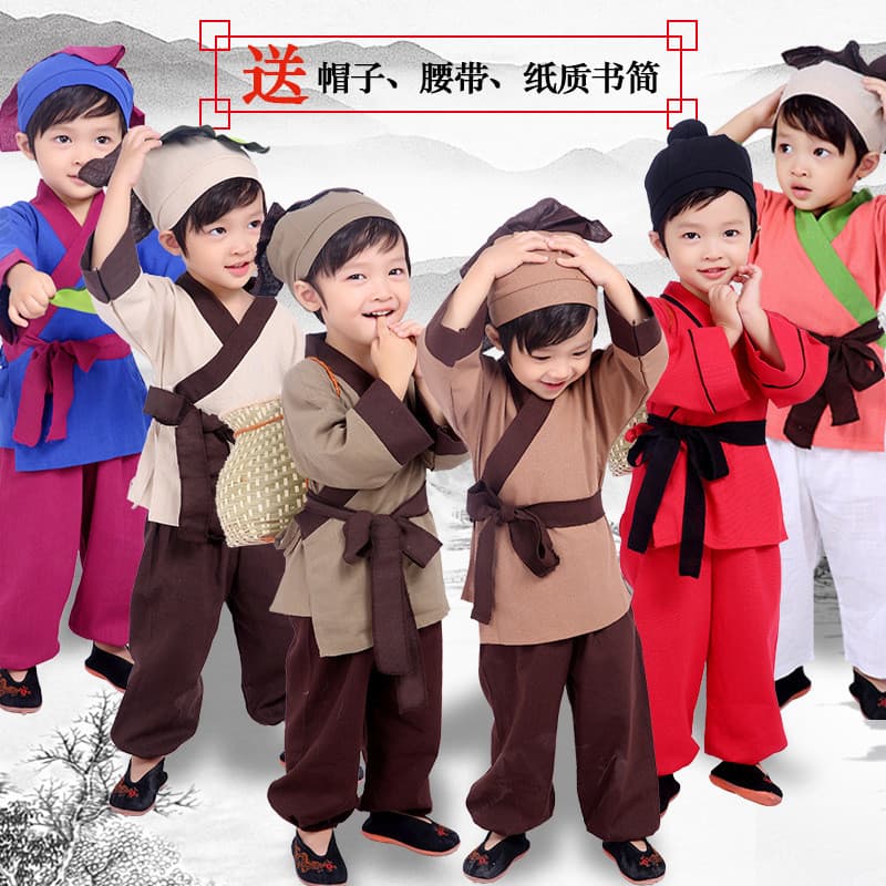 Hanfu meninos meninas crianças trajes monge roupas dia de ano novo estudantes do ensino fundamental bebê crianças livro