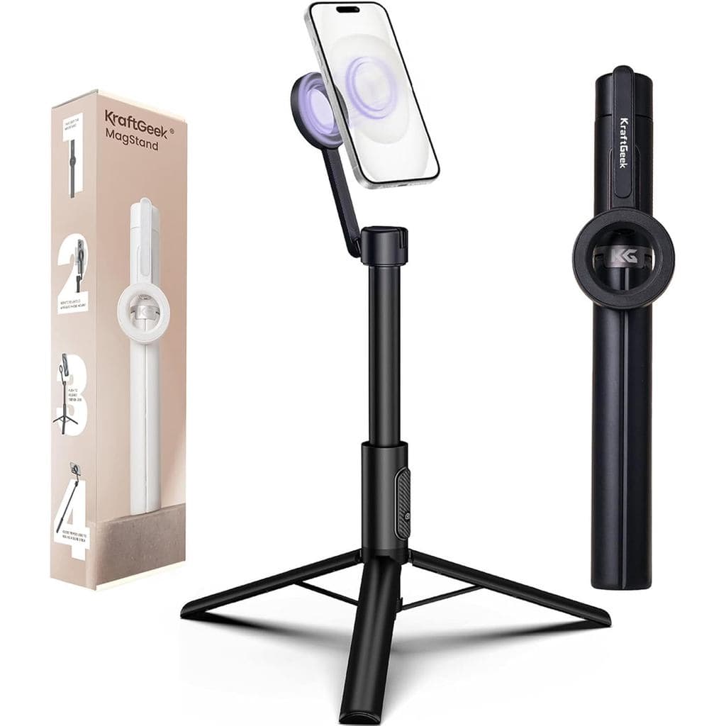 Tripé Magnético para Celular KraftGeek para iPhone MagSafe, Bastão de Selfie de 64" com Suporte para Celular para Gravaç