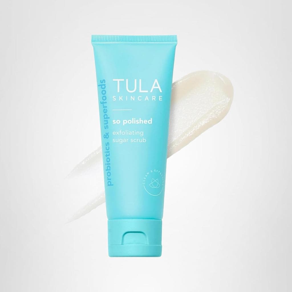 TULA Skin Care So Polished Esfoliante de Açúcar - Esfoliante Facial, Esfolia suavemente com açúcar, papaia e extratos pr