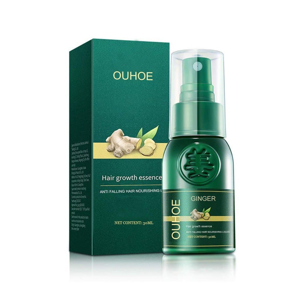 O Sérum Capilar de Gengibre OUHOE é uma essência suave para hidratação e suavização da raiz do cabelo.