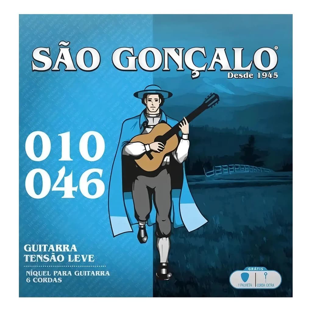 Encordoamento São Gonçalo 11027 Níquel 010 Leve Para Guitarra