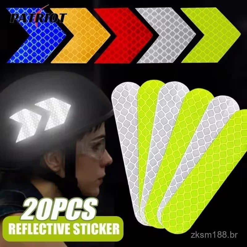 10/20 peças de adesivos refletivos de alta luminosidade para capacetes de motocicleta, adesivos de aviso estilo automoti