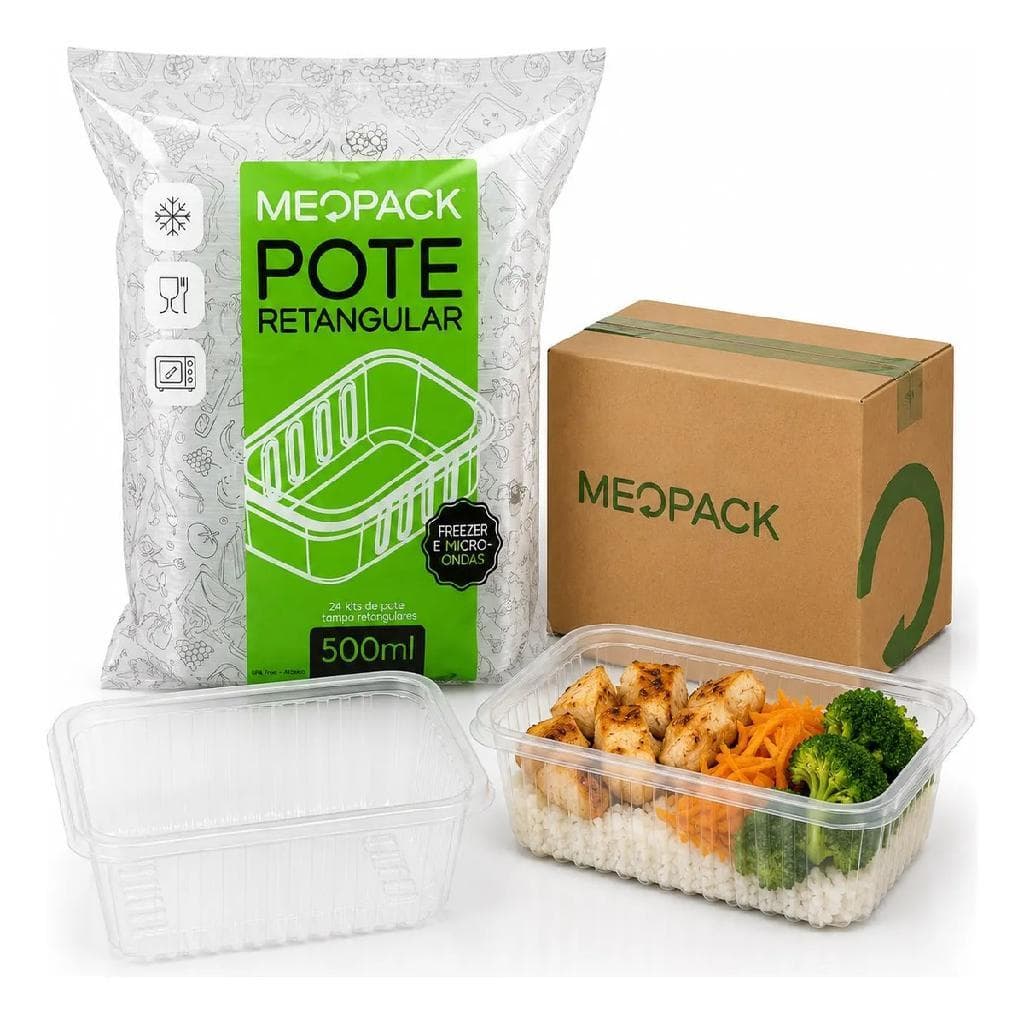 48un Pote Descartáv 500ml Freezer Microondas Marmita Meopack