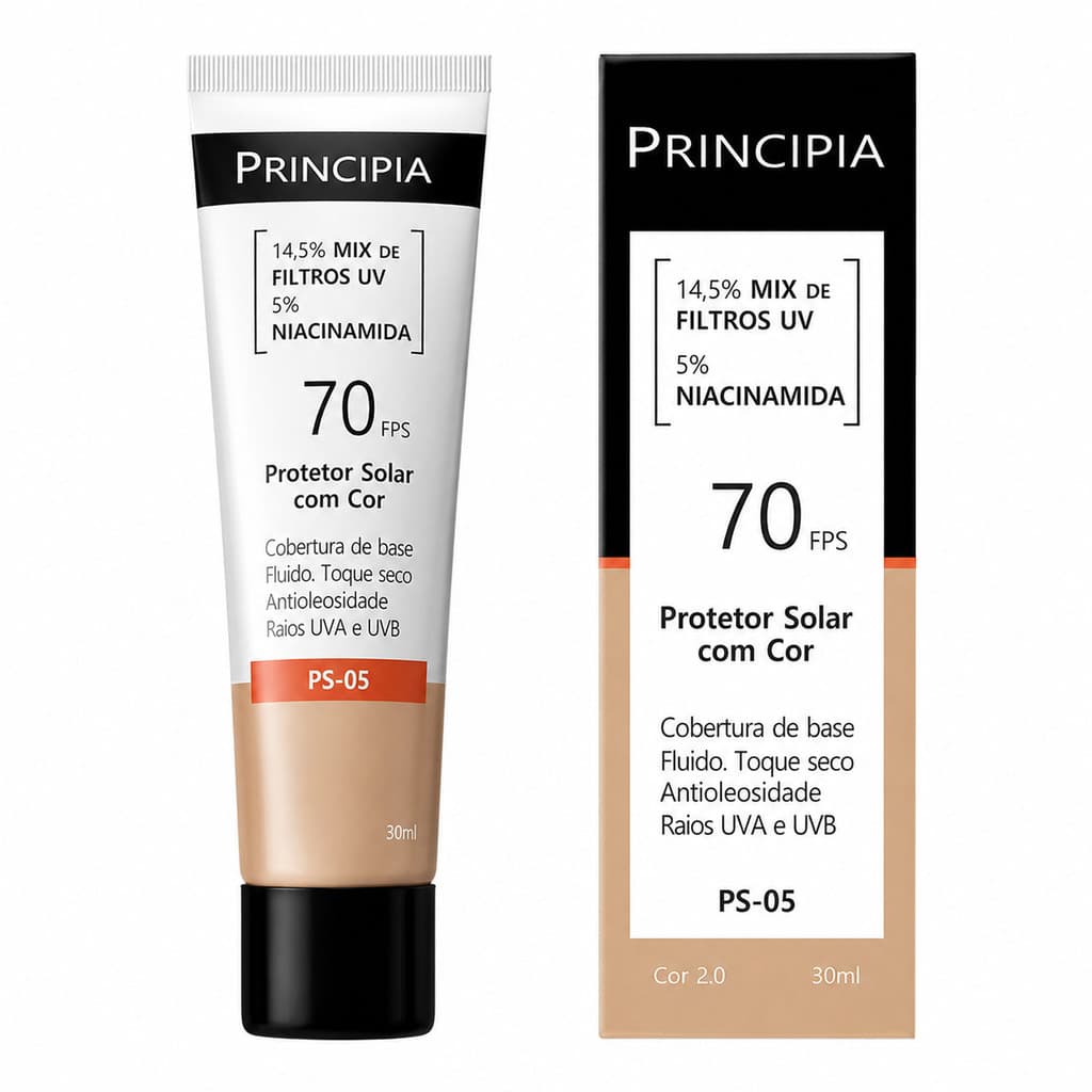 PRINCIPIA, PROTETOR SOLAR FACIAL FPS70 PS-05 COR 2.0 C/ 30ML
