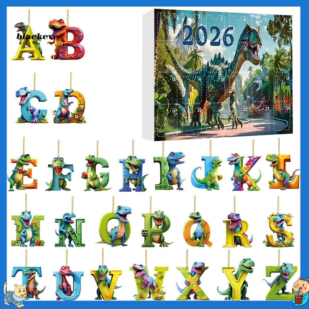 BL-Calendário De Contagem Regressiva Com Pingentes , Decoração De Festa Tema De Dinossauro De 24 Dias , Amuletos De Letr