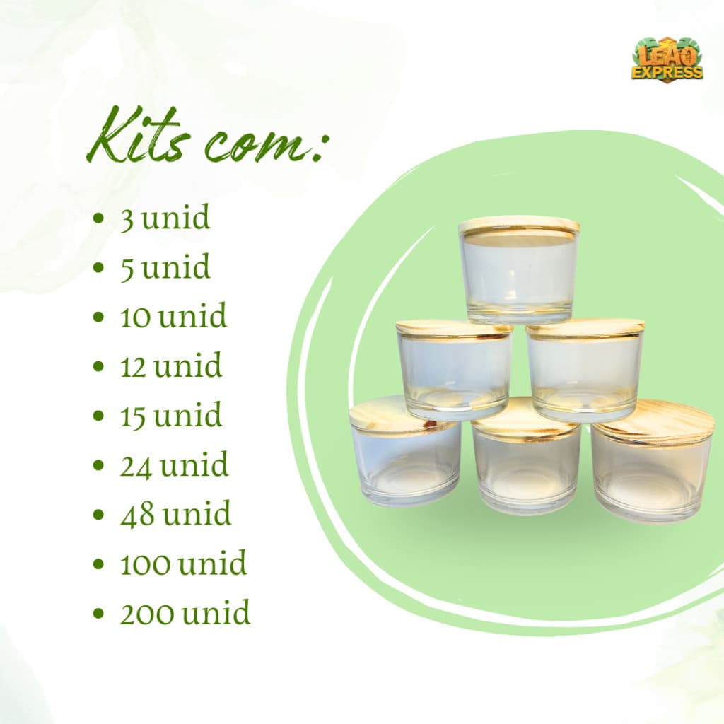 Kit 3x Pote de Vidro com Tampa para Vela 150ml | Porta Vela Aromática | Velas Aromáticas ENVIO IMEDIATO