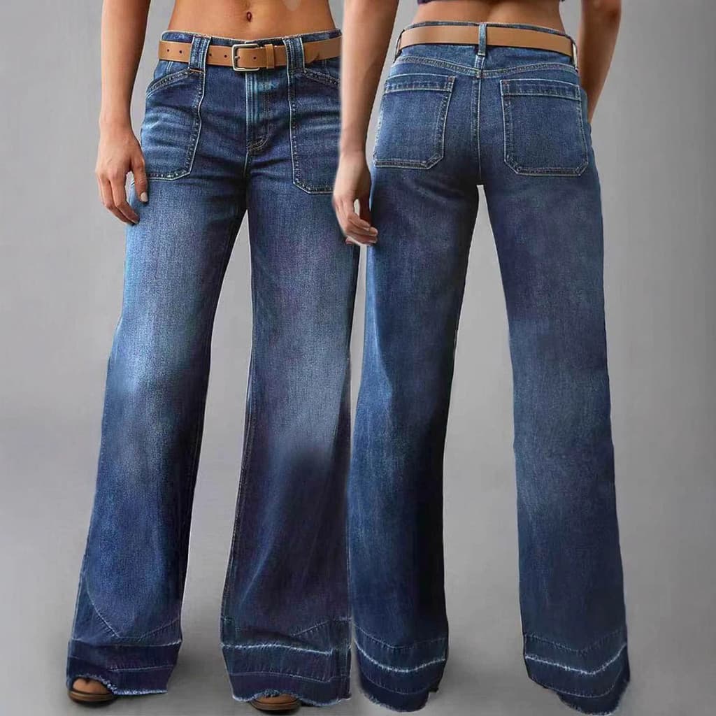 TEMU Calça Jeans feminina com aparência mais fina, lavada, ligeiramente costurada, calça Jeans feminina