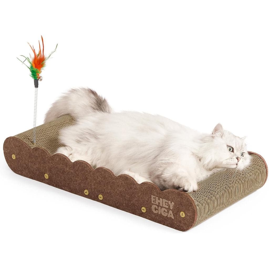 EHEYCIGA 26'Cama Arranhadora Grande De Papelão Para Gatos Com 2 Brinquedos Provocar | Zona Divertida Extra , Arranhador