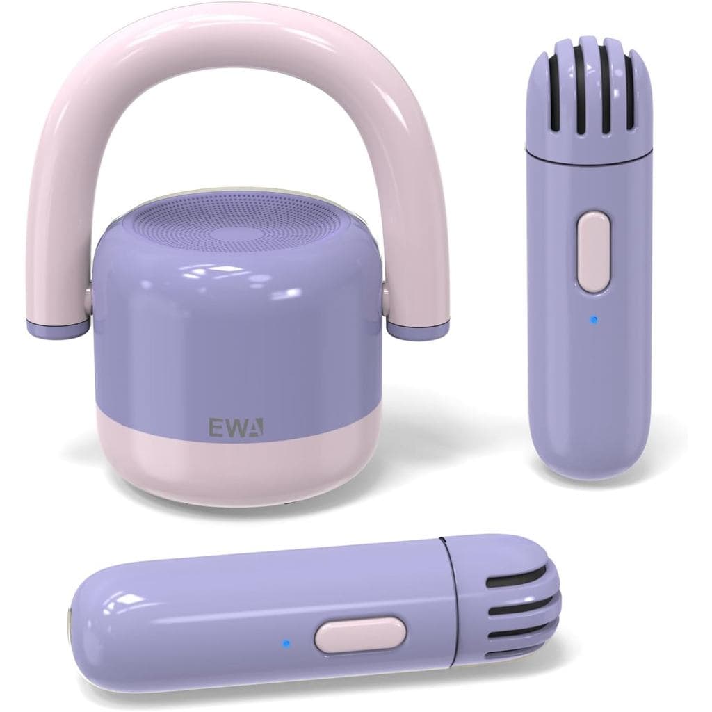 Máquina de Karaoke Portátil Mini de Metal EWA, Alto-falante de Karaoke Bluetooth com 2 Microfones Sem Fio, Presentes Ide