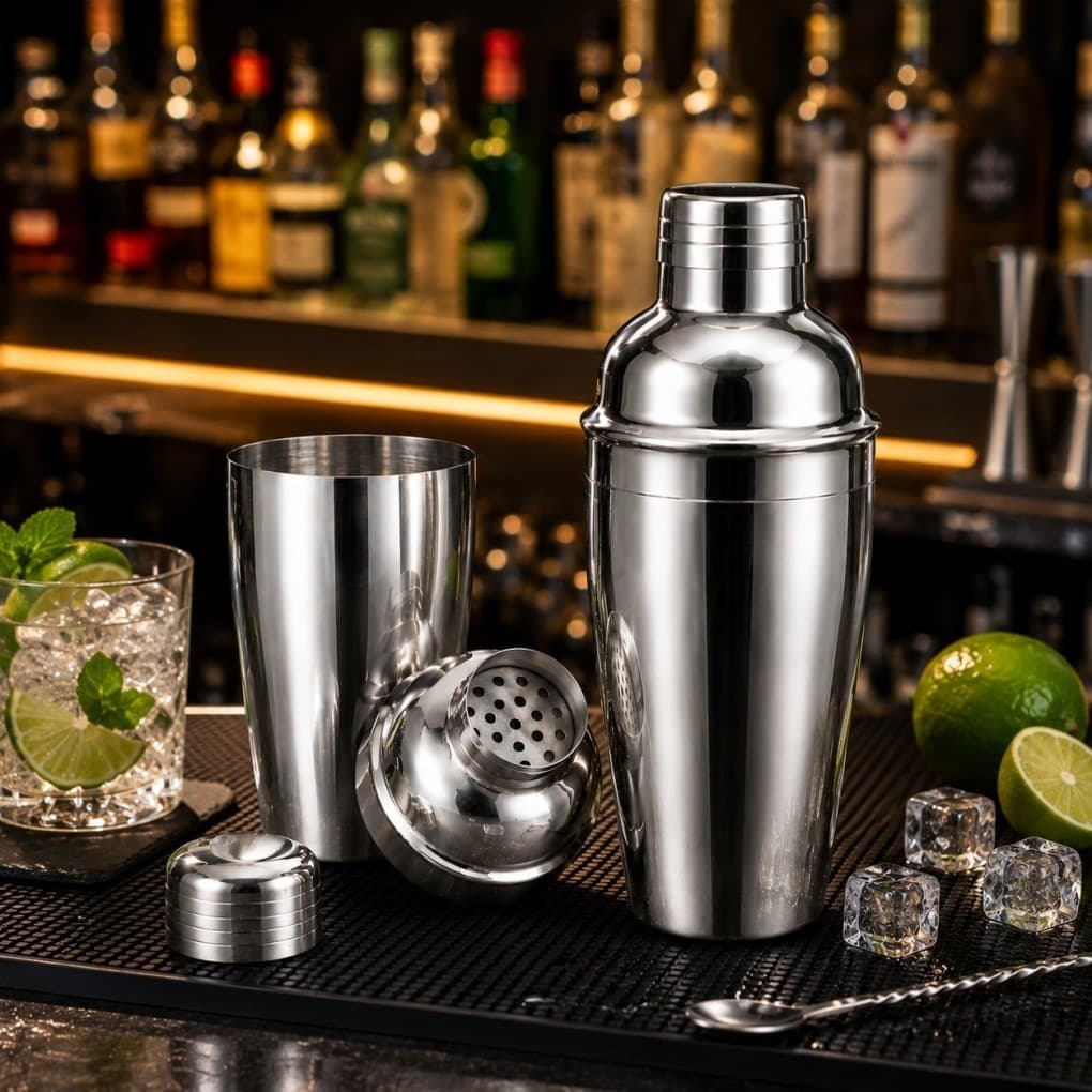 Coqueteleira Inox 700ml Profissional | Coqueteleira para Drinks com Filtro e Tampa Dosadora