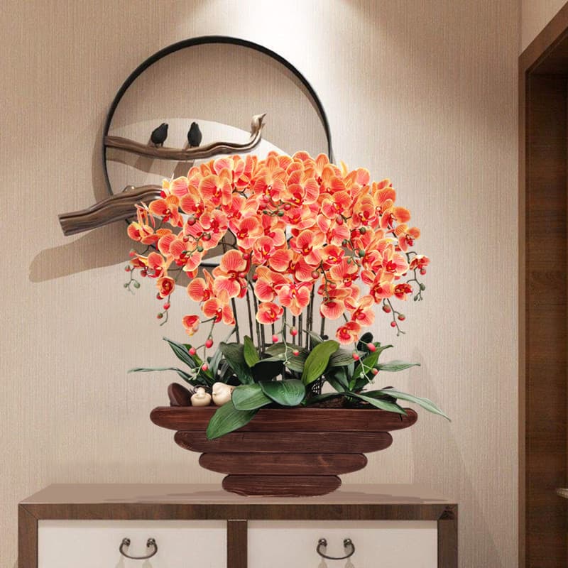 Hejia alta qualidade novo chinês Phalaenopsis ornamentos de flores artificiais sala de estar flores artificiais planta v