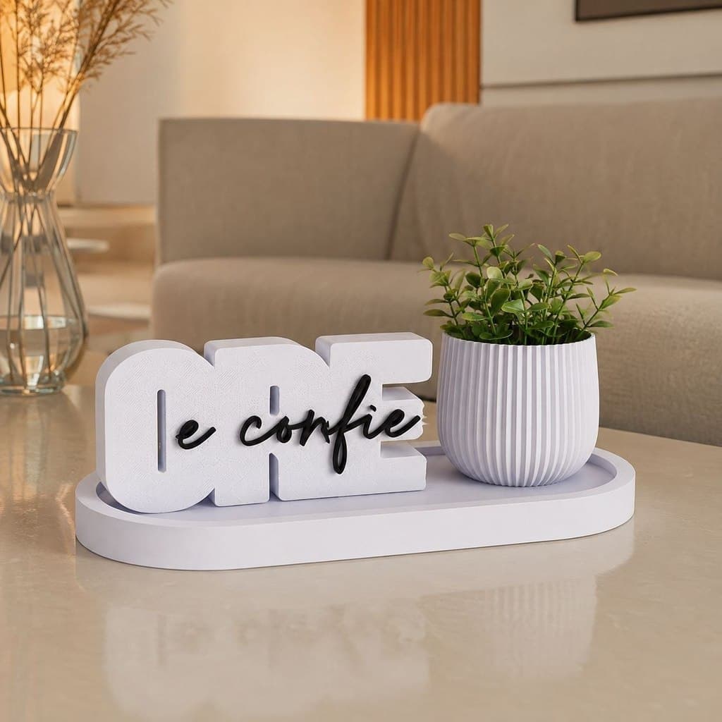 Kit Decorativo Ore E Confie Personalizado Porta Vaso Enfeite Cristão Mesa Sala Quarto Escritorio Banheiro