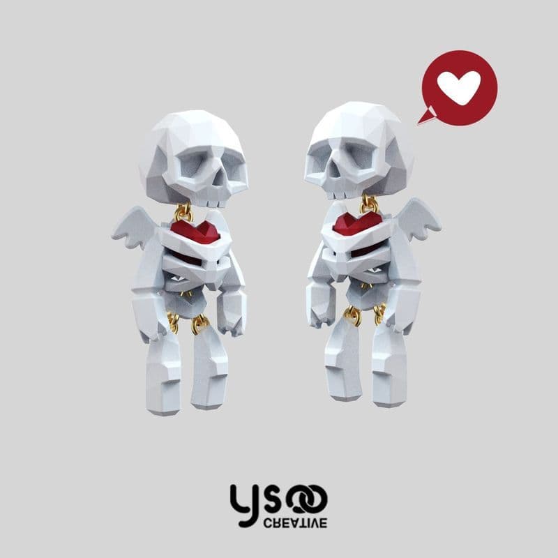 Obrigado, corpo quente/Yuanshule Little Skull Skeleton Brincos Design Brincos Diversão Criativa