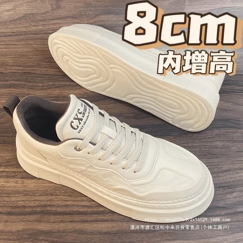 Sapatos masculinos de aumento interno invisível 10 verão respirável de sola grossa esportes sapatos brancos tênis casuai