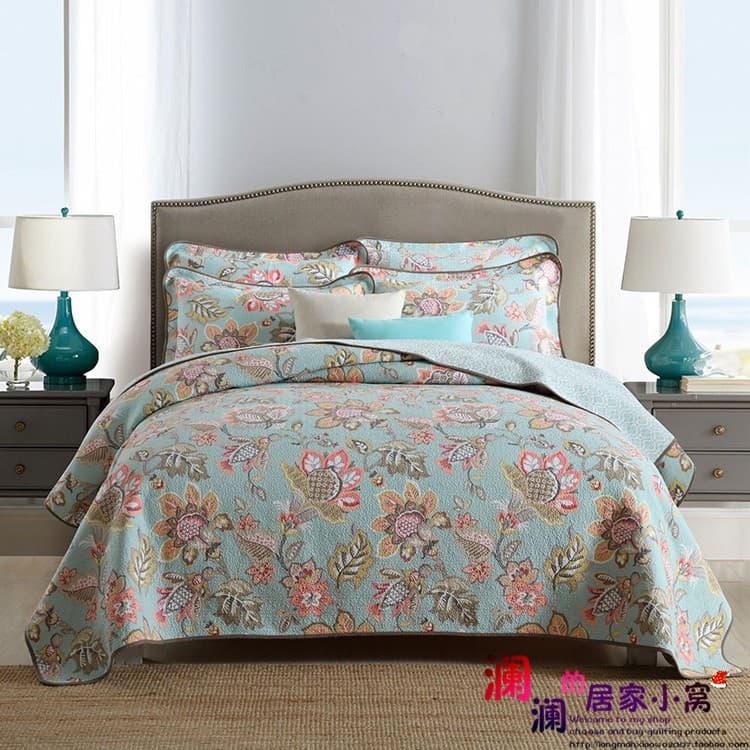 Capa de cama de algodão para exportação de comércio exterior estilo americano Conjunto de três peças Colcha acolchoada l