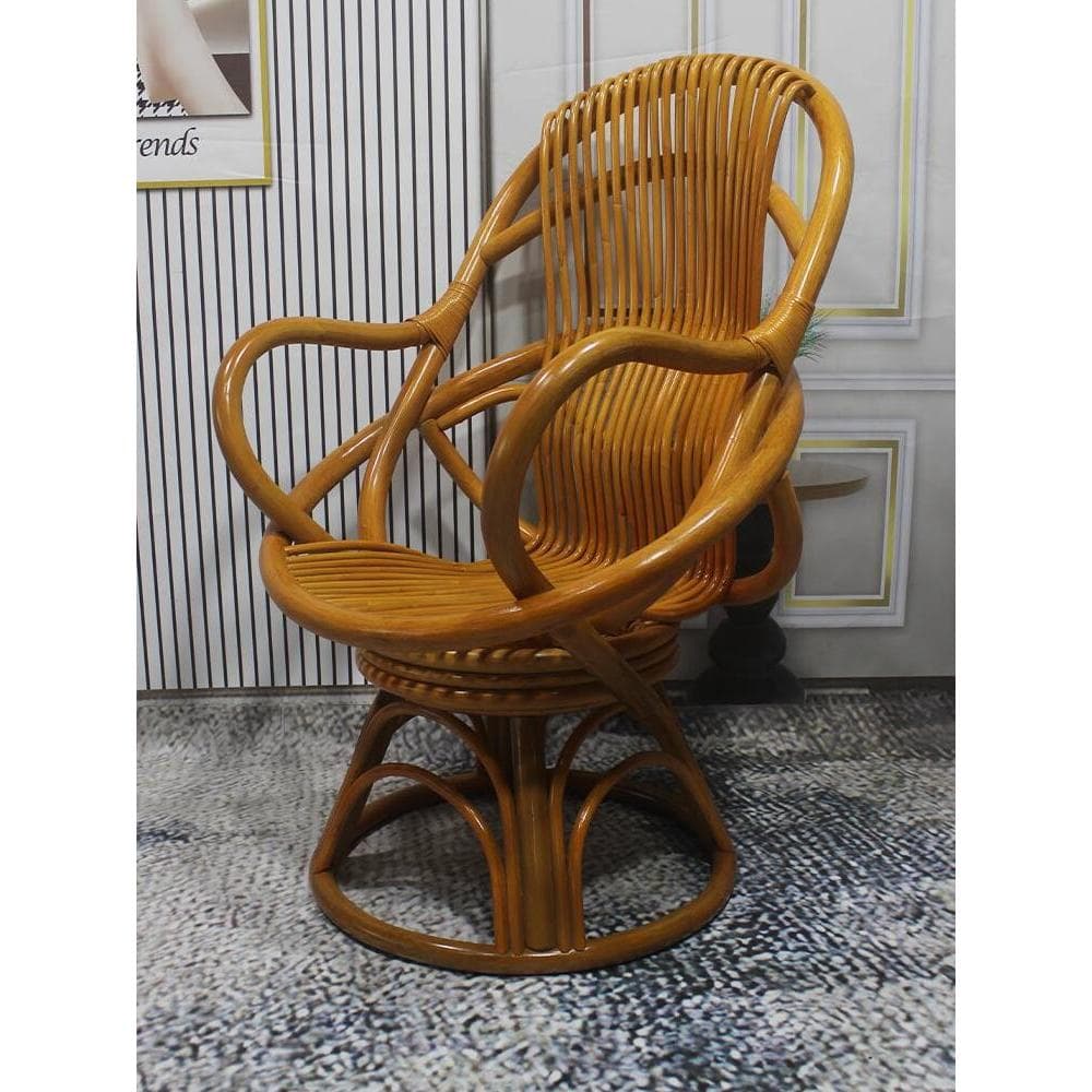 Cadeira giratória de vime Real Conjunto de três peças Varanda Cadeira de mesa de chá Cadeira de vime Natural Pátio Lazer