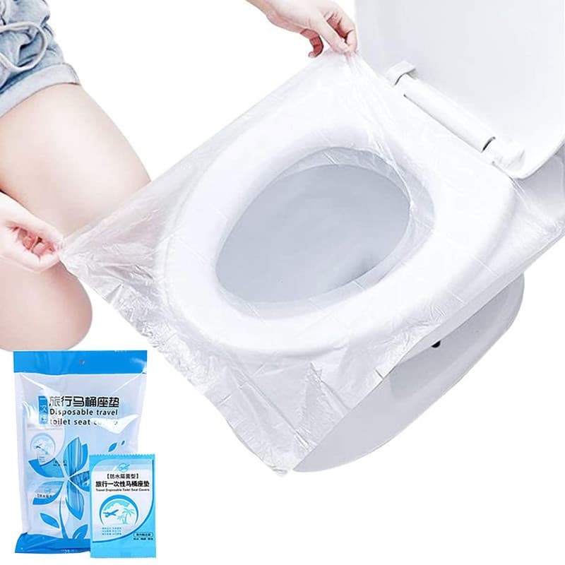 50 Pcs Plástico Descartável Tampa De Assento Do Vaso Sanitário De Viagem Portátil Banheiro Wc Pad Acessório