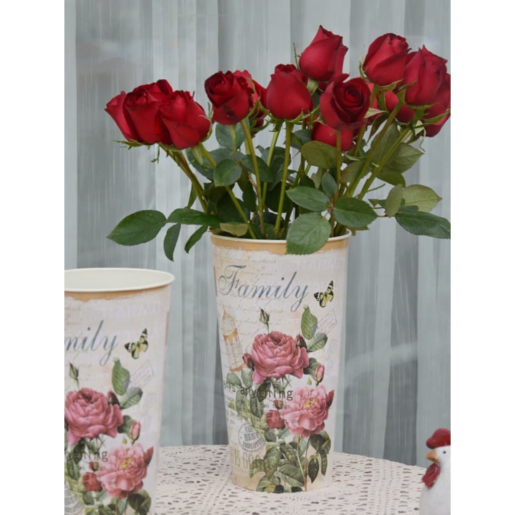 Francês Pastoral país lata flor barril loja de flores do agregado familiar grande Retro ferro vaso de flores secas vaso