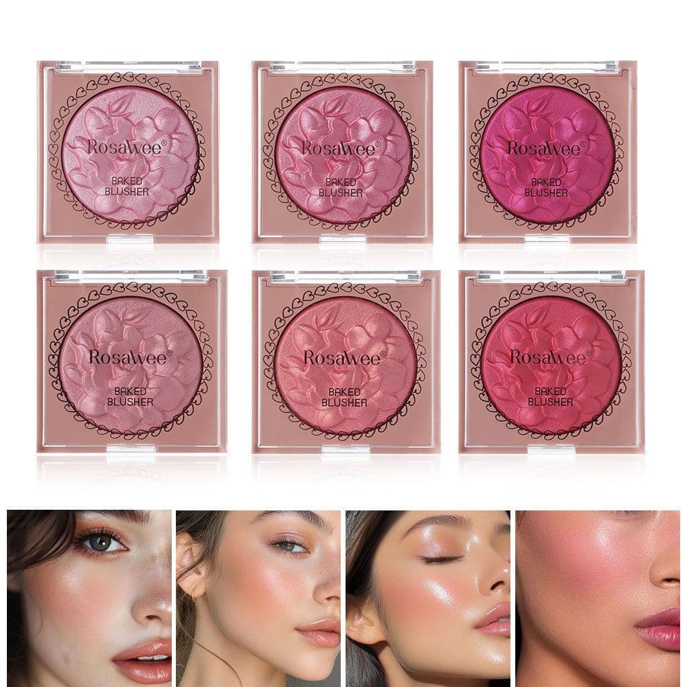 Blush de 6 cores/Flash fino pérola/brilho Natural/sombra iluminadora/paleta de blush multicolorido