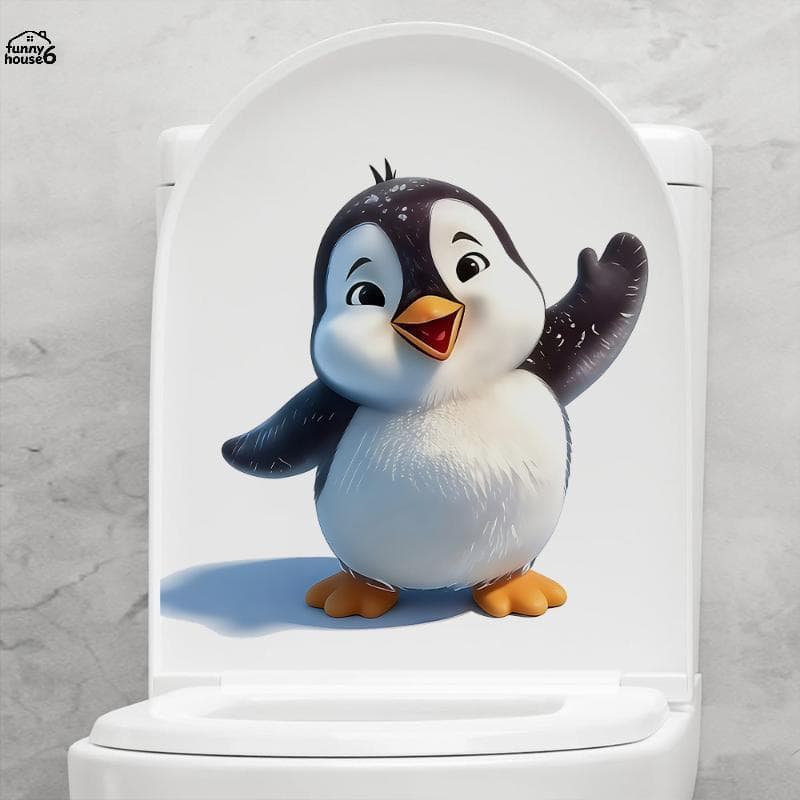 FUN Bonito Pinguim Dos Desenhos Animados Tampa Do Vaso Sanitário Stiers À Prova Dwaterproof Água Auto Adesivo Removível