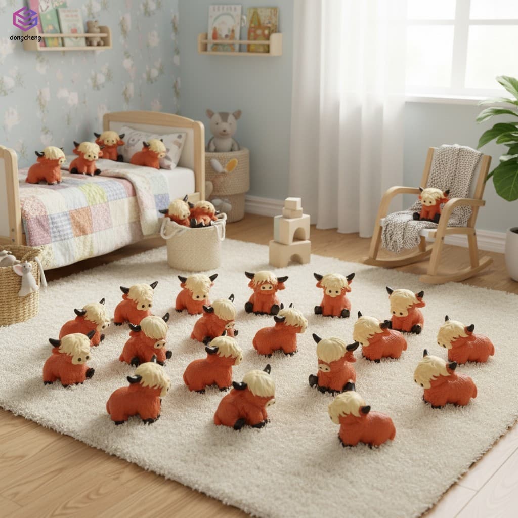 Mini Estatuetas De Vaca Highland , Decoração De Resina Pintada À Mão Para Jogos De Busca Escondida , Adereços De Festa ,