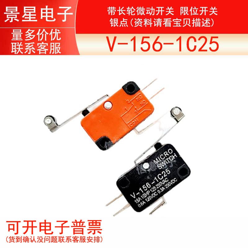 V-156-1C25 Micro Interruptor Pequeno Limite de Curso Micro Interruptor Ponto Prateado com Roda Longa