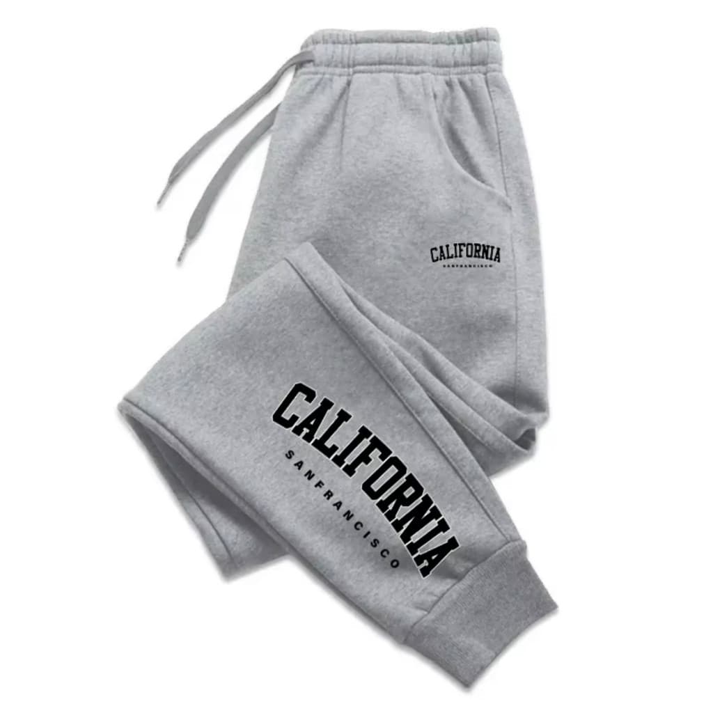 Calça Moletom Masculina California San Francisco Flanelada Inverno Jogger Casual com Punho Bolso e Cordão